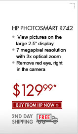 SEE THE HP PHOTOSMART R742: View pictures on the large 2.5" display. This camera has 7 megapixel resolution and 3x optical zoom. Remove red eye right in the camera!
