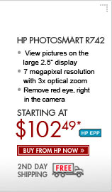 SEE THE HP PHOTOSMART R742: View pictures on the large 2.5" display. This camera has 7 megapixel resolution and 3x optical zoom. Remove red eye right in the camera!
