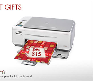 SEE THE HP PHOTOSMART C4280 ALL-IN-ONE COLOR PRINTER: SAVE $15! Print, copy and scan! Print up speeds up to 30 pages per minute in black, and up to 23 in color. Preview photos and print directly from your memory cards.