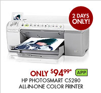 SEE THE HP PHOTOSMART C5280 ALL-IN-ONE COLOR PRINTER: Get true-to-life color photos and laser-quality text. Preview photos easily with the 2.4" display.