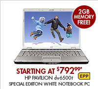 SEE THE HP PAVILION dv6500t SPECIAL EDITION NOTEBOOK PC: Play the latest DVDs, games and music on this exclusive white special edition notebook!