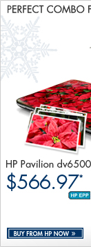 SEE THE HP PAVILION dv6500t NOTEBOOK PC WITH MOBILITY COMBO: Get an HP Pavilion dv6500t Notebook PC, HP Notebook Messenger Case, HP Wireless Laser Mini Mouse, HP Skin and 100 FREE Snapfish prints, all for one great price!