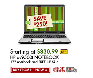 SEE THE HP PAVILION dv9500t NOTEBOOK PC: 17 inch notebook and FREE HP Skin