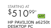 SEE THE HP PAVILION a6250t DESKTOP PC: Perfect for sharing, editing and storing all your holiday memories! Buy now and get a FREE upgrade to a 19" widescreen LCD monitor.