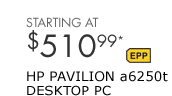 SEE THE HP PAVILION a6250t DESKTOP PC: Perfect for sharing, editing and storing all your holiday memories! Buy now and get a FREE upgrade to a 19" widescreen LCD monitor.