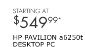 SEE THE HP PAVILION a6250t DESKTOP PC: Perfect for sharing, editing and storing all your holiday memories! Buy now and get a FREE upgrade to a 19" widescreen LCD monitor.