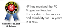 PC Magazine Readers Choice September 20, 2005 HP Printers