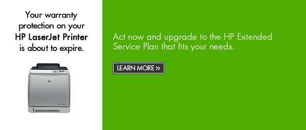 Your warranty protection on your HP LaserJet Printer is about to expire. | Learn more.