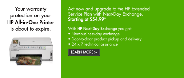 Your warranty protection on your HP All-in-One Printer is about to expire. | Learn more.