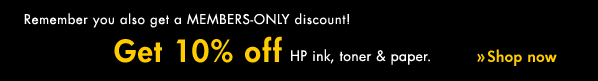 Get 10% off HP ink, toner & paper