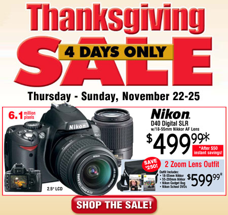 4 Days Only Thanksgiving Sale, November 22-25, and Read the Article: How To Photograph Football