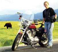 Greta and her Harley-Davidson Sportster 883